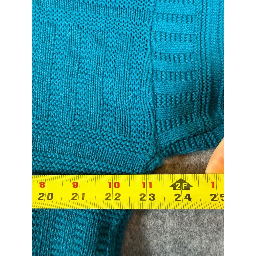 Cambridge Classics Sweater Mens Large Teal Vintage 80s 90s Cotton Textured Knit